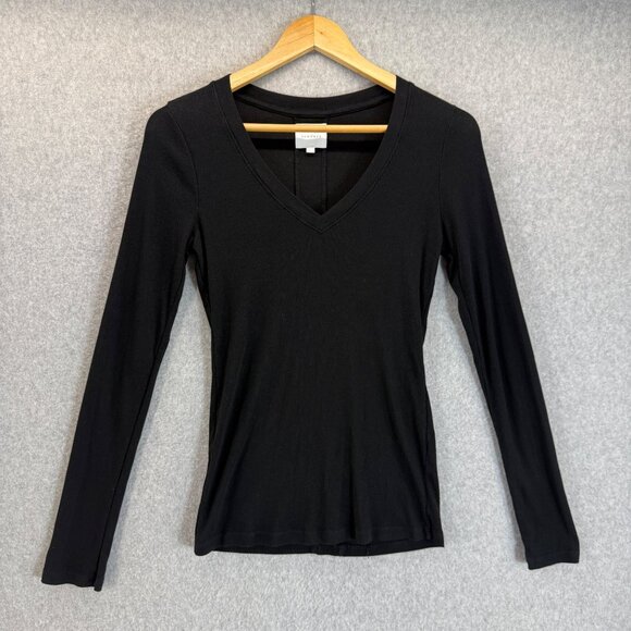 sundays Tops - Sundays Anthropologie Shirt‎ Womens Black Long Sleeve V-Neck Top Ribbed Size 1